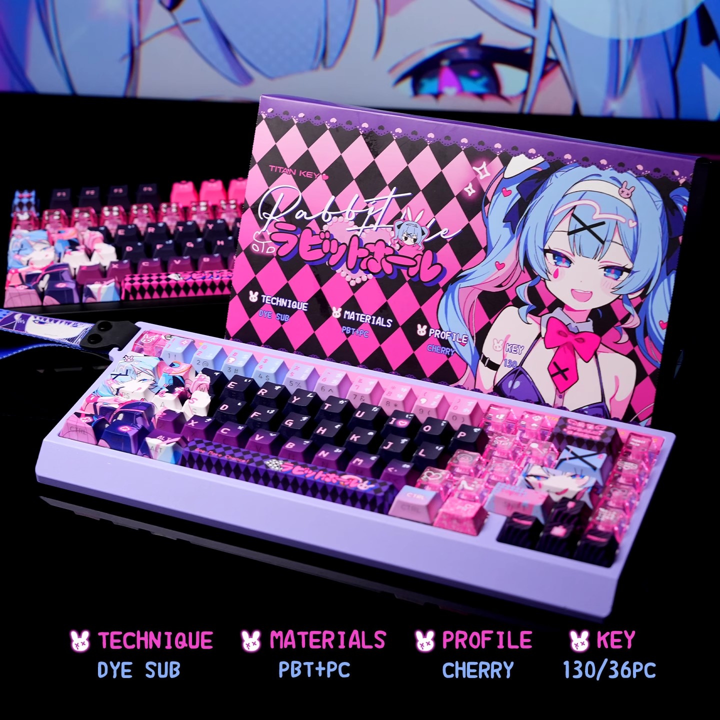 Gaming Set Accessories - 애니메이션 토끼 구멍 테마 맞춤형 키캡