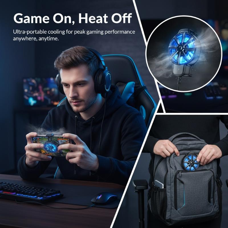 Essential Gaming Accessories - 휴대용 휴대폰 쿨링 팬, 공냉식 방열판,