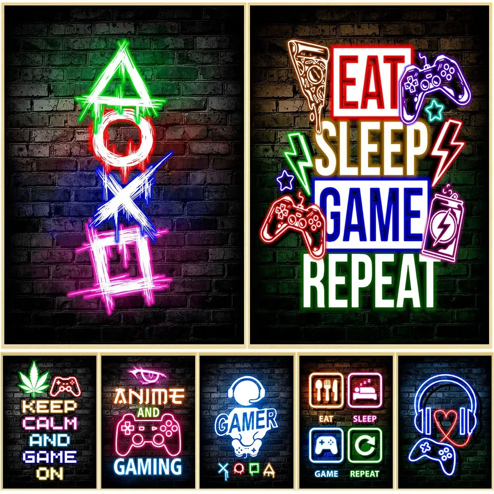 Gaming Accessories Bedroom - 게임 네온 이트 슬립 게임 리피트