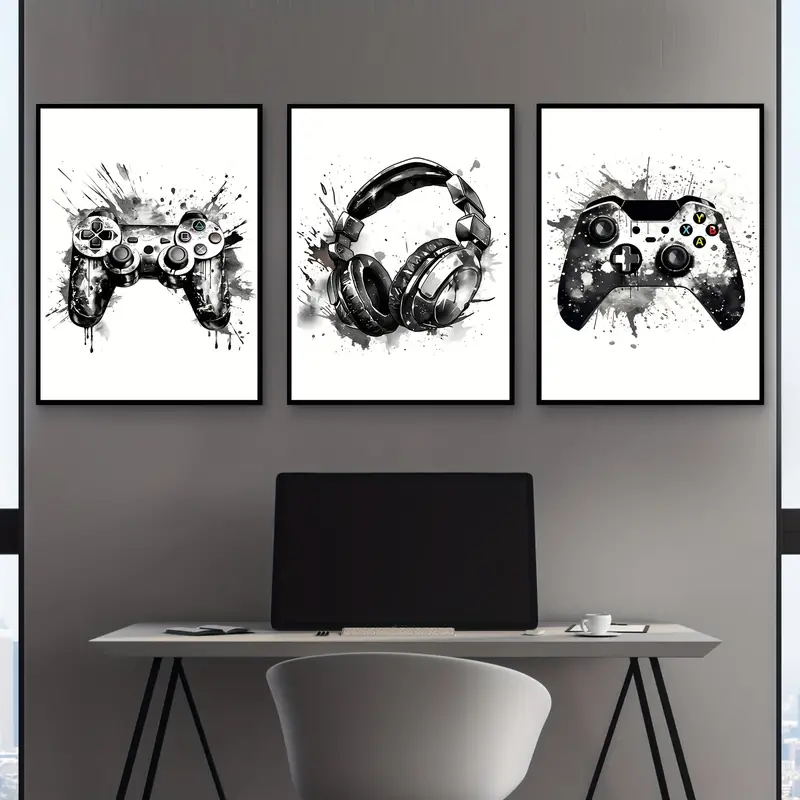 3개 프레임리스 캔버스 그림 3개/세트 게임 그래피티  - Gaming Accessories Bedroom 리뷰 및 가격