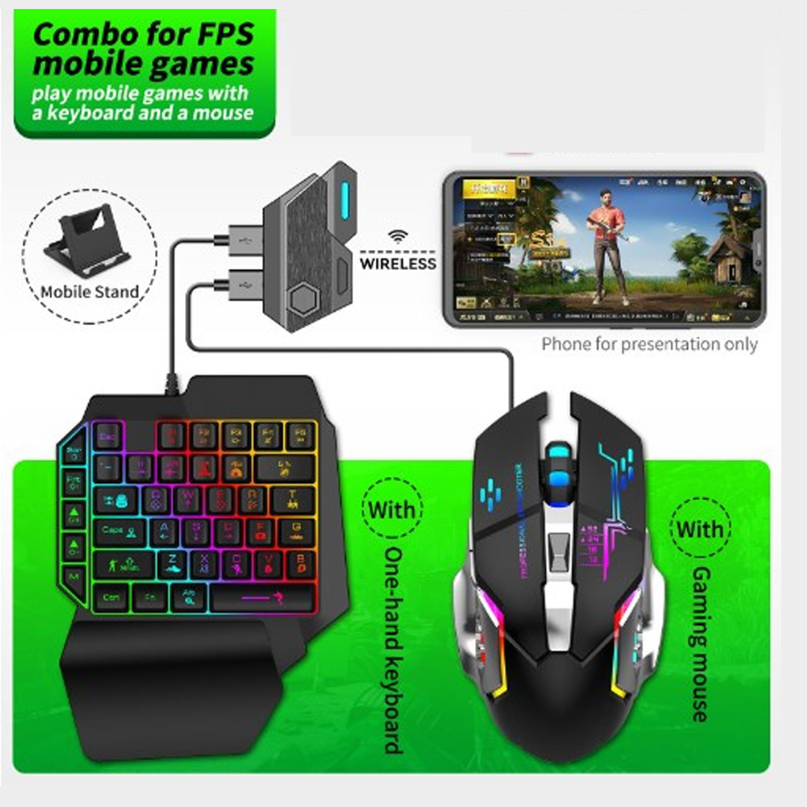 키보드 마우스 변환기 세트 반응형 한 손 키보드 마우스 - Gaming Accessories Phone 리뷰 및 가격