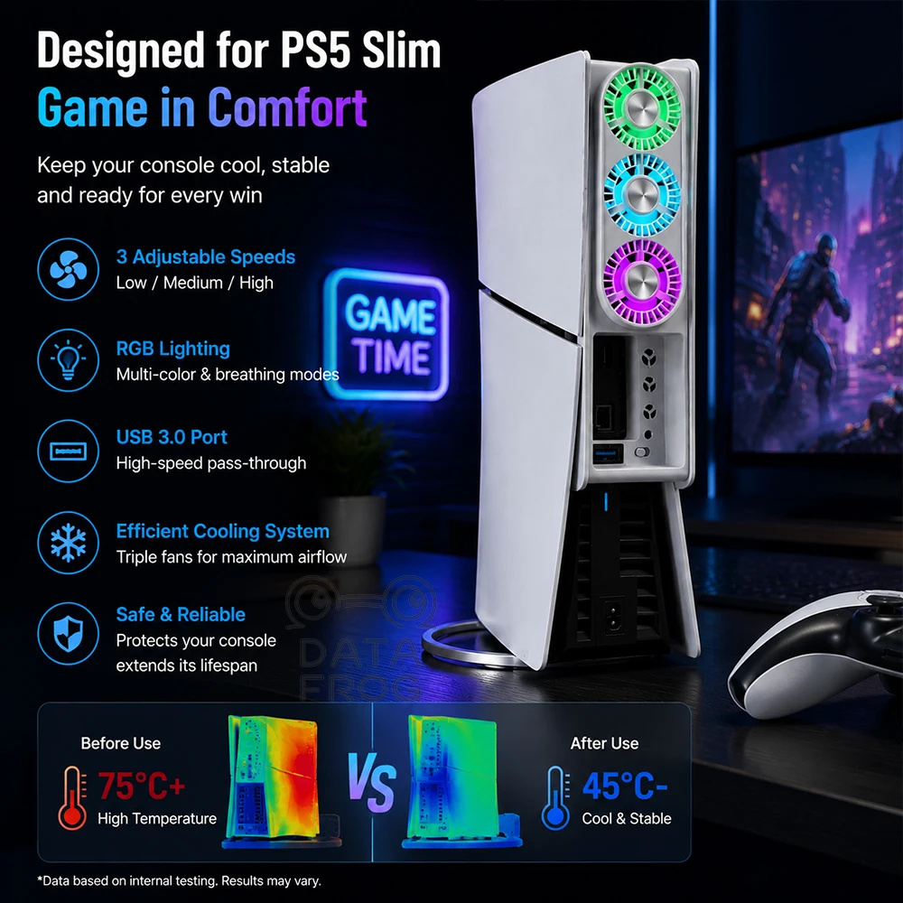 데이터 프로그 RGB 쿨러, PS5 슬림 호환, 장시간 - Essential Gaming Accessories 리뷰 및 가격