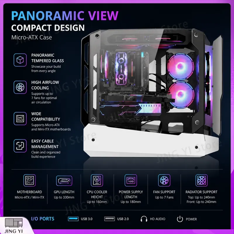 mATX 게이밍 PC 케이스 데스크탑 컴퓨터 섀시 하우 - Gaming Hardware And Accessories 리뷰 및 가격