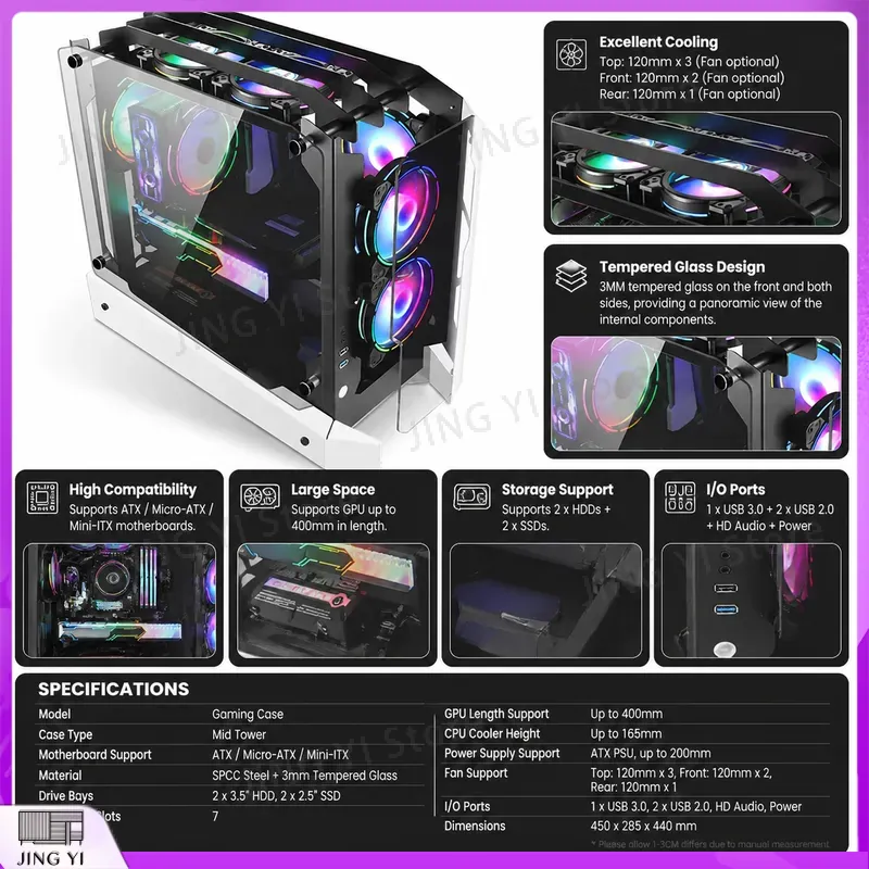 mATX 게이밍 PC 케이스 데스크탑 컴퓨터 섀시 하우 - Gaming Hardware And Accessories 리뷰 및 가격