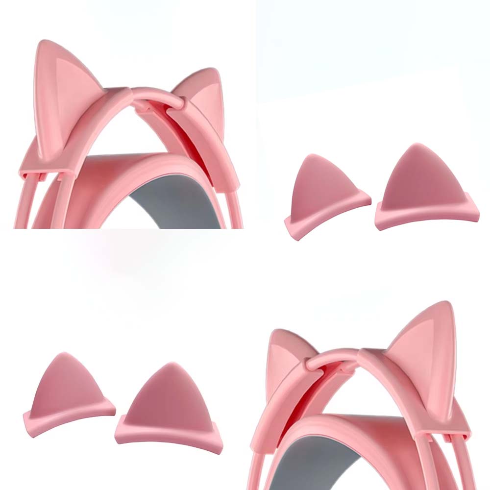 핑크 실리콘 고양이 귀 펜던트 헤드폰 무선 유선 헤드셋 - Gaming Accessories Pink 리뷰 및 가격