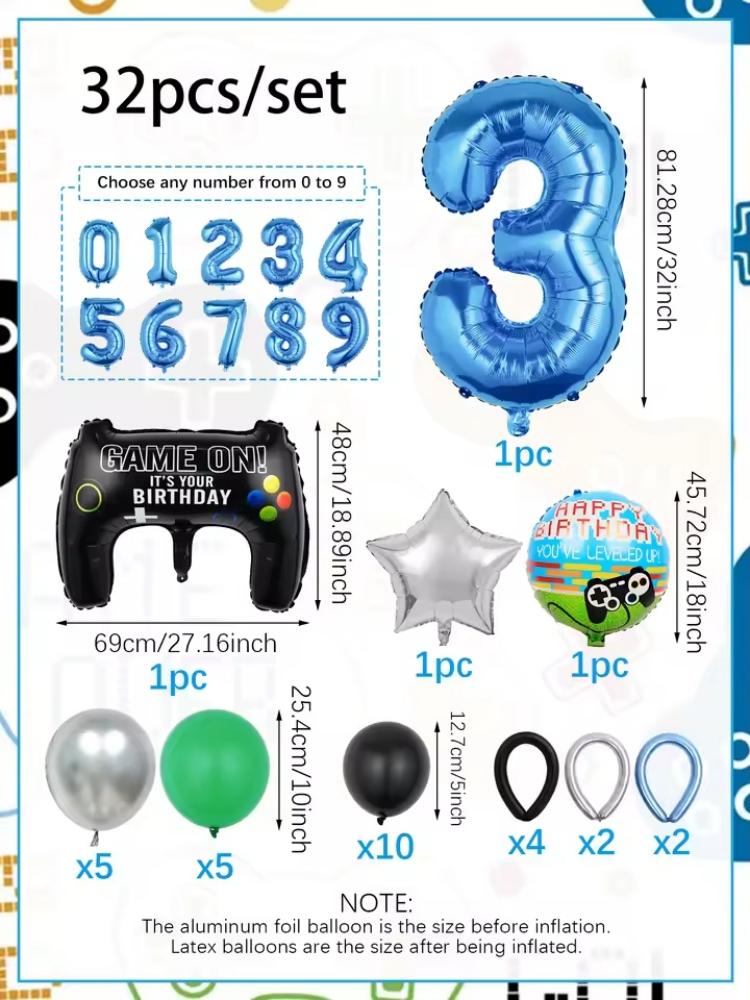 32개 게임 테마 생일 숫자 풍선 키트 게이머 풍선 게 - Gaming Accessories Boys 리뷰 및 가격