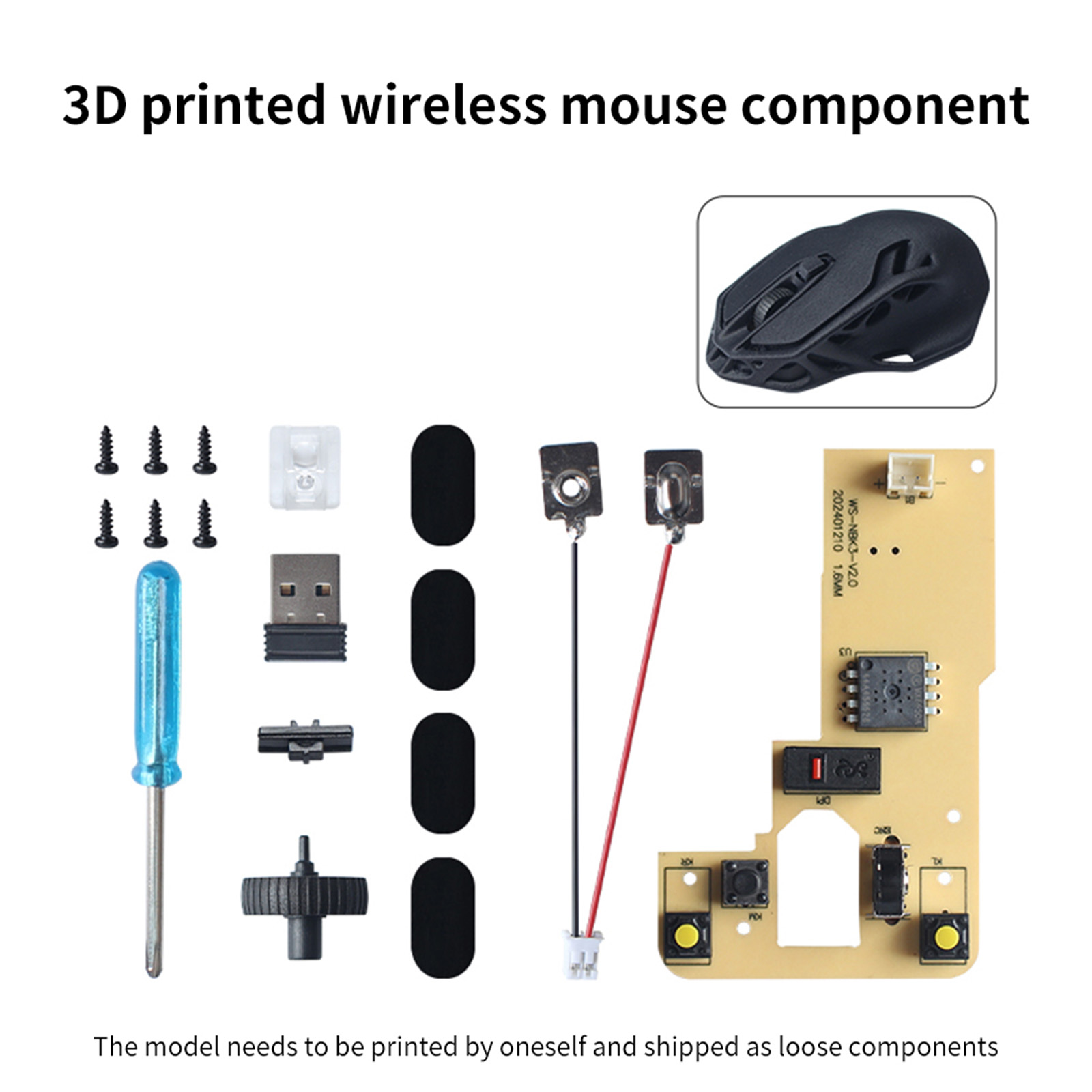 1 세트 DIY 무선 마우스 인쇄용 모델 구성 요소 사 - Gaming Hardware And Accessories 리뷰 및 가격